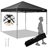 Tooluck Carpa Plegable 3x3 Impermeable Cenador para exteriores Protección UV 50+ Pergolas De Jardin, Carpa Exterior Cerrada Plegable Altura Variable con Bolsa con Ruedas para Fiestas, Camping, Negro