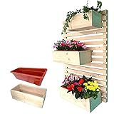 Four season garden Jardín Vertical, Maceteros Decorativos Macetas Colgantes Interior y Exterior de Madera Grande para Pared Desplazables con 3 Pisos 22.9F x 60AN x 92AL (Madera Natural)