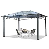 Cenador de Jardín 3x4 m Marco de Aluminio Aprox. 8mm Policarbonato Techo Gazebo de Jardín sin Cortinas Laterales
