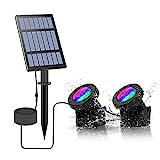 CORESLUX Iluminación solar para estanque, foco de inmersión exterior, ajustable, luces sumergibles RGB, cambio de color IP68, encendido y apagado automático, para jardín, iluminación exterior