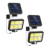 2x Luz Solar Exterior 120LED 260LM + Panel Fotovoltaico. Diseño separado con cable de 4m. Lámpara Solar con Sensor de Movimiento. Foco LED para Iluminación de Exteriores: Patio, Jardín, Garaje.