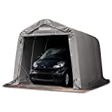 Carpa Garaje 2,4x3,6 m PVC de Alta Resistencia Aprox. 550 g/m² Garaje portátil Cobertizo Compacto de Almacenamiento Refugio 100% Impermeable Gris