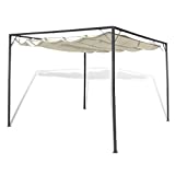 vidaXL Cenador de Jardín y Toldo Rectráctil Acero Tela Crema Pérgola con Dosel