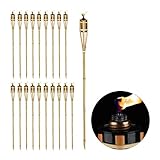 Relaxdays Kit de 20 Antorchas Jardín de Aceite con Mecha, Farolillos Bambú, Marrón, Exterior, 90 cm, Marrón Natural