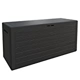 Casaria Baúl de Almacenaje Woody 300L 120x46x57cm Antracita Òptica de Madera Jardín Cofre de Cojines
