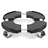 W B D WEIBIDA Plataforma con Ruedas Ajustable Ø 40-54cm, Capacidad de 200 KG, Soporte para Macetas con Ruedas 360 ° Giratorio, Soporte para Macetas Exterior Interior Jardín, Negro
