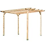 Suinga PERGOLA DE MADERA para JARDIN y PORCHE 240x240x250 cm. Presentación: 4 postes 9 x 9 x 250 cm, 2 traviesas 240 cm, 4 listones 240 cm y 4 escuadras.