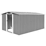 MOONAIRY Caseta de jardín, Caseta Jardin Exterior, Casetas De Metal, Casas Prefabricadas, Casetas Metalicas De Jardin, Cobertizo, de Metal Gris 257x392x181 cm