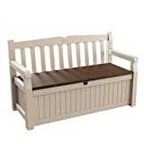 Keter Eden Garden Bench - Banco arcón Exterior, Capacidad 265 litros, Color marrón y Beige