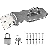 Newaner Cerradura Puerta con Candado y Tornillos, Pestillo Puerta para Jardín de Acero Inoxidable, Indeformable Cerrojo Puerta Madera, Cerradura para Dormitorio Baño Puerta Gabinete Jaula