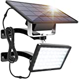 Luz Solar Exterior, Foco LED Exterior Solar con Sensor Crepuscular, IP65 Impermeable, 120° Ángulo de Iluminación, 48 LED Lámpara Solar de Pared con Batería de 5500 mAh para Jardín Garaje, Cable de 3m