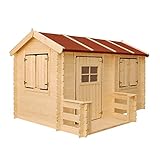TIMBELA M503 Casa de Madera para niños Exterior - Casita de Campo para niños L184xL241xA151cm/ 2.63m2 Casa de Juguete de Exteriores - Casa Jardin niños Madera