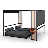 blumfeldt Carpa Jardin 3 x 3 m, Cenador para Jardin Contrachapado Madera, Tamaño Grande y Resistente al Agua y Aire, Cenadores para Jardin 1,5W, Pergola de Diseño con Luces Solares LED, UV50+