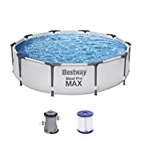Bestway® Steel Pro MAX⢠Set de Piscina con Bomba de Filtro, 305 x 76 cm, Redonda, Color Gris