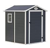 GARDIUN KSP38110 - Caseta de Resina Marena - 2,47 m² Exterior 190x132x203 cm Antracita/Blanco