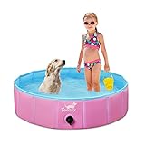 Toozey Piscina para Perros Grandes y Pequeños, 80cm / 120cm / 160cm Piscinas para Perros Plegable, Antideslizante, Piscina para Perros 100% Seguro y No Tóxico​