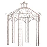vidaXL Pérgola Carpa Cenador de Jardín Porche Patio Terraza de Aspecto Antiguo Estructuras Hierro Decoración Exterior Ambientes para Casa 3 m Marrón