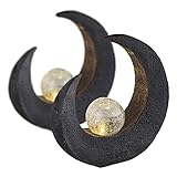 Juego de 2 lámparas solares para exteriores con luz LED – Decoración de jardín moderna gris – Lámparas solares para jardín decoración 2 unidades – Lámpara exterior Antracita Solar media luna bola