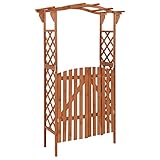 Gecheer Pérgola con Puerta Arco Enrejado Pérgola con Puerta Jardín Patio Entrada Arco de Jardin de Rosas y Enredaderas Enrejado Madera Maciza de Abeto 116x40x204 cm