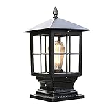 Exterior Luz de Farola, Lámpara Columna Bolardo,E27 Impermeable Luces de Jardín Lámpara de Exterior Pedestal Lámpara de Sobremuro para Jardín Caminos Faros de Columna,Negra Luces de Jardín