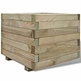 vidaXL Arriate Cuadrado Macetero Maceta Grande de Flores Madera de Pino Impregnada 50x50x40 cm