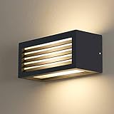 HLFVLITE Lámpara de pared, Apliques de Pared Exterior de Moderno Aluminio Iluminación para Balcón, Jardín, Porche, Camino, Patio, Impermeable IP54, negro mate
