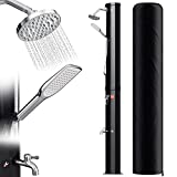 Joparri Ducha Solar con Ducha de Mano de 40 litros, Incluye Tapa Protectora y Cabezal de Ducha de 180°, Temperatura Ajustable hasta 60 °C, 50 PSI, para jardín, Camping, Ducha de Piscina, Negro