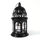 QHYK Farolillos Decorativo, Luces Metal de Viento marroquí Parabrisas, 1 Vela LED sin Llama, Decoración Iluminación de Festival del Partido para Exteriores o Interiores, Negro