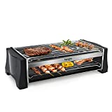 HengBo Barbacoa Eléctrica Sin Humo de Doble Capa con Bandeja de Goteo, Apto para Interiores y Exteriores, Temperatura Regulable, 2000W, Negro