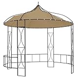 vidaXL Cenador Redondo Pérgola Carpa de JardÃn Tienda al Aire Libre Pabellón Marquesina Porche Patio Decoración Adorno Gris Taupé 300x290 cm
