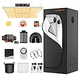 Spider Farmer Grow Tent Kit Complete 3x3x5 SF-1000 Dimmable Samsung Diodes, Grow Tent Complete System 2.3x2.3ft Growing Tent Kit Set 27