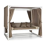 Blumfeldt Columpio Jardin Exterior XL, Balancin con Toldo y Cortinas, Cama Piscina 3 Plazas para CГ©sped y Patio, Columpios para Adultos y NiГ±os con 3 Cojines, Techo Solar Impermeable, Mueble Exterior