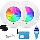 LyLmLe Foco LED Piscina Relleno de Resin, 35W Luces LED Piscina Lámpara Regulable Sincronización Multicolor RGB con Remoto para Superficie extraplano, IP68 Impermeable,12V AC(2 Focos)
