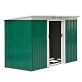 Outsunny Cobertizo de Jardín 280x130x172 cm Base de 3,1 m² Caseta de Exterior Metálica para Almacenamiento de Herramientas con 2 Puertas Correderas y 2 Orificios de Ventilación Verde Oscuro