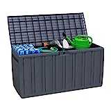 Baúl Exterior de Resina Gris | GH91 | Arcón Exterior para Jardín, Terraza o Balcón | Baúl Impermeable | Baúl para Objetos y Juguetes | 270 litros | 117x45,5x57cm