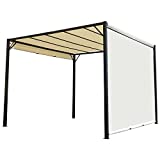 Outsunny PГ©rgola 3x3m Gazebo Cenador con Techo RetrГЎctil y Pared Lateral Acero VersГЎtil para JardГ­n Patio o Terraza Tela PoliГ©ster Crema