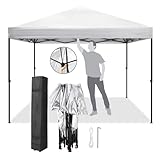 TOOLUCK Carpa Plegable 3x3 Impermeable Cenador Carpa de Jardin Protección UV 50+ Pop Up Gazebo Altura Ajustable Pabellón de Jardín Pergola con Bolsa de Rodillos para Fiestas, Camping, Playa, Blanco