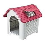 GARDIUN KZT1006 - Caseta de Perro Dakota Resina 87 x 72 x 75 cm Beige/Rojo