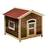JHKGY Caseta De Madera para Perros De La Perrera Al Aire Libre,Muebles Impermeables Resistentes A La Intemperie para Mascotas,Caseta para Perros con Puerta para Uso Interior Y Exterior,Rojo,S