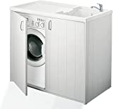 Negrari 5008PAM Mueble para Lavadora y Lavabo Reversible, Resina para Exterior, Color Blanco, M