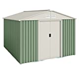 Hoggar by Okoru Caseta metálica Verde/Beige para Almacenamiento 7,86 m2 261x301x198cm. Cobertizo Jardin