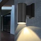 Aigostar Aplique Pared Exterior,GU10 Antracita Aluminio Lámpara Exterior Pared,IP65 Impermeable Luz Exterior Iluminación para Balcón Garaje Terrazas Patio Jardín,color negro