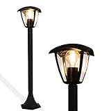 BarcelonaLED Lámpara exterior de camino rústica Farol Bolardo Baliza para jardines terrazas en aluminio 80cm IP44 con difusor transparente IP44 para bombilla LED E27