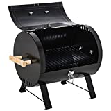 Outsunny Barbacoa de Carbón de Sobremesa Parilla de Barbacoa Compacta con Termómetro y Asas para Jardín BBQ 50x35x39 cm Negro