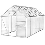 TecTake Invernadero de jardín policarbonato transparente aluminio casero plantas cultivos 375x185x195cm - varios modelos - (375x185x195 cm | no. 402479)