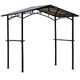 Outsunny Pérgola de Barbacoa 246x149x230 cm de Aluminio Gazebo Cenador con 2 Estantes para Jardín Patio Terraza Fiestas Protección Solar Negro