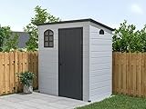 Vente-unique Caseta de jardín de Resina Gris Antracita NERIO - 2,12m²