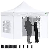 VOUNOT Carpa Plegable Gazebo 3x3m con 4 Paredes, Cenador Impermeable Pabellón de Jardín para Camping, Fiestas, Exterior, Color Blanco