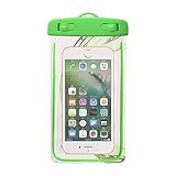 Clicitina Bolso de pantalla brillante cuello T-ouch teléfono móvil transparente PVC Natación lona transparente para pérgola (Green, One Size)