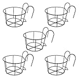 BDDE Soporte Maceta Colgante De Barandilla,5 Piezas Soporte Flores Redondo Gancho,Estantes De Hierro Para Plantas,Soporte De Macetas Balcones,Para Balcón, Redondas,Para Uso En Interiores y Exteriores